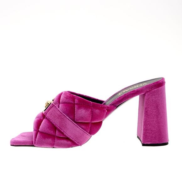 Versace Medusa Quilted Velvet Mules Sandals Size 40 / 10US New - Picture 4 of 10